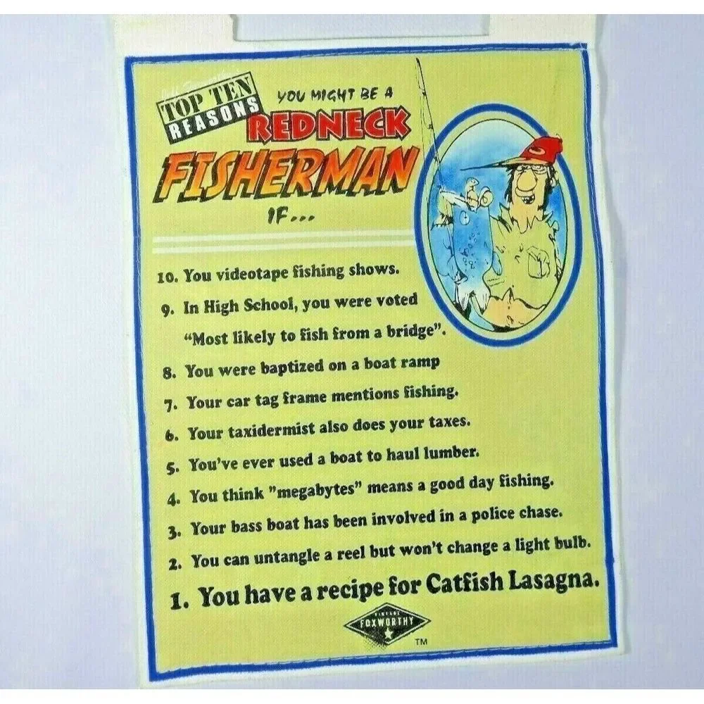 Jeff Foxworthy Little Whipper Klipper You Might Be a Redneck Fisherman Sign NOS